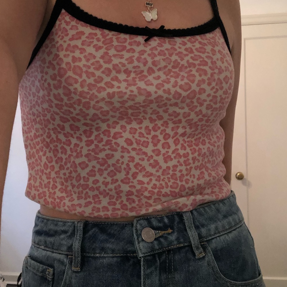 pink animal print tank top